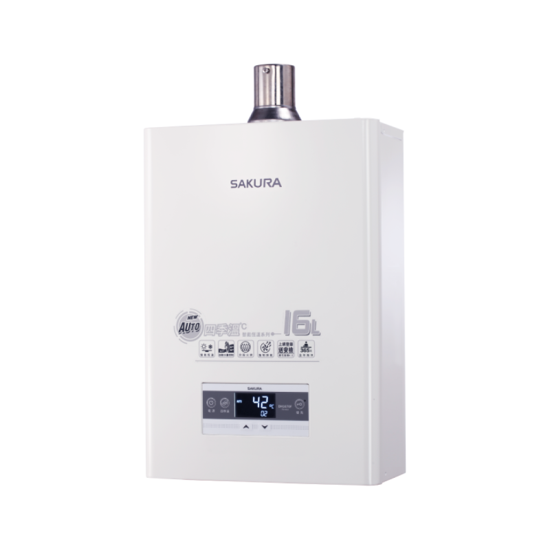 SAKURA 櫻花 DH1670F|四季溫、水量調節|16公升 智能控溫熱水器