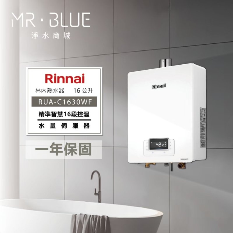 Rinnai 林內 RUA-C1630WF|水量伺服器、台灣製造|16公升 智能控溫熱水器